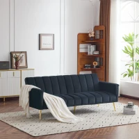 3-in-1 Klappsofa mit 3-fach verstellbarer Rückenlehne, ideal für Wohnzimmer und Schlafzimmer, Schwarz(m-1)