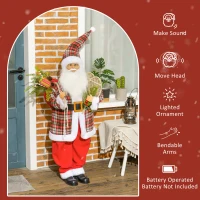 HOMCOM 4'3" Animated Santa Claus Figure, with Sound and Lights - Red/Green(m-6)