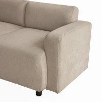 Modernes Lounge Schlafsofa aus Chenille mit dekorativen Kissen und abgerundeten Armlehnen, 211x67x71 cm, Beige(m-8)