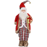 HOMCOM 4'6" Animated Santa Claus Figure, with Sound - Red(m-1)