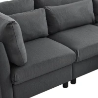 Ecksofa mit Fußstütze und verstellbare Lendenkissen für Wohnzimmer, Grau(m-6)