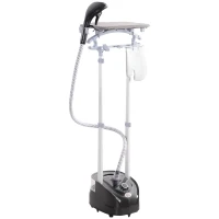 HOMCOM Ferro de Engomar a Vapor 1800W Temperatura Ajustável 11 Níveis Depósito de 2 L Aquecimento em 38s 35x25x47-118,5 cm Preto(m-11)