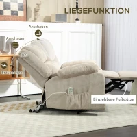 HOMCOM Relaxfauteuil met Opsta-assistentie, Verstelbare Hoofdsteun, Opklapbare Rugleuning, Gewatteerde Armleuningen, Lichtgrijs(m-7)