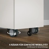 HOMCOM Szafka na dokumenty, Kontener na kółkach, zamykany, na pliki wiszące, obudowa stalowa, 30x50x61 cm, Biały(m-7)