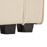 Modernes 4-Sitzer-Sofa in Leinenoptik mit Taschen an den Armlehnen und 4 Lendenkissen, geeignet für Wohnzimmer und Büro, 264x83x87 cm, Beige(m-9)