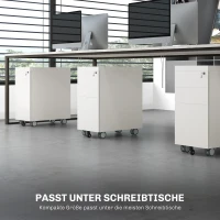 HOMCOM Szafka na dokumenty, Kontener na kółkach, zamykany, na pliki wiszące, obudowa stalowa, 30x50x61 cm, Biały(m-8)