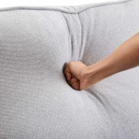 Sofa 4 Sitzer, Bequeme Leinen Sofa für Familie und Büro, mit Taschen und Kissen, Größe 264x83x87 cm, Grau(m-7)