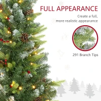 HOMCOM Set of Two 3ft Christmas Trees, with Lights, Berries and Pinecones(m-6)