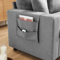 Divano Letto Multifunzionale Angolare con Chaise Longue Reversibile, Contenitore Nascosto e Tasche Portaoggetti, Design Moderno, Grigio Scuro(m-7)