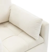 Poltrona Design Minimalista in Velluto con Ottomana Contenitore, Cuscini Decorativi e Braccioli, Gambe in Metallo Dorato, 71x71x76 cm, Beige(m-7)