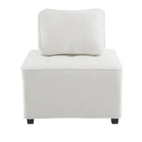 Divano Modulare per Soggiorno in Velluto Teddy, Componibile e Confortevole, Supporta fino a 150 kg, 76x73x76 cm - Poltrone Sofa Divani, Bianco(m-12)