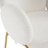 Set di 4 Sedie Imbottite per Sala da Pranzo in Tessuto Teddy con Schienale Alto e Gambe in Metallo, Ideali per Sala da Pranzo e Salotto, Bianco(m-7)