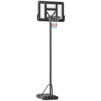 SPORTNOW Cos de baschet  reglabil pe inaltime pentru gradina piscina baza umpluta spatiu pentru minge cos baschet exterior inaltime reglabila cos de baschet pentru adulti plasa pentru cos de baschet postament cu roti panou pe structura otel(m-11)