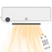 HOMCOM Wall Downflow Heater 2 Heat and Fan 1000W/2000W, Electric Space Heater with Timer Remote Oscillating, for Bedroom Home Office, White(m-11)