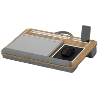 HOMCOM Supporto per Laptop da 15.6" con Tappetino Mouse e Poggia Polsi, Slot per Tablet e Smartphone, Rovere(m-10)