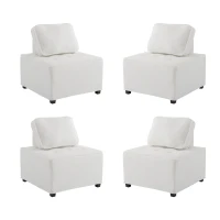 Divano Modulare per Soggiorno in Velluto Teddy, Componibile e Confortevole, Supporta fino a 150 kg, 76x73x76 cm - Poltrone Sofa Divani, Bianco(m-2)
