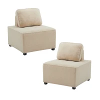 Divano Modulare e Confortevole per Soggiorno in Velluto Teddy, Combinabile, Capacità di Carico 150 kg per Posto, Poltrone Sofa Divani, Beige(m-2)