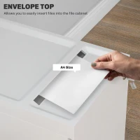 HOMCOM Dulap pentru Birou cu 2 Sertare, Deschidere Tip Plic și Bară pentru Atârnare, 30x50x53,5 cm, Alb(m-4)