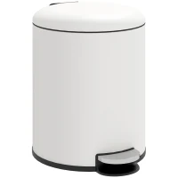HOMCOM Coș de Gunoi de 5L cu Pedală și Capac cu Închidere Ușoară, Coș de Gunoi din Metal, 26,5x21x28 cm, Alb Crem(m-11)