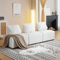 Divano Modulare per Soggiorno in Tessuto Teddy Vellutato, Combinazione Flessibile, Design Moderno, 76x73x76 cm - Poltrone Relax Moderne, Bianco(m-1)