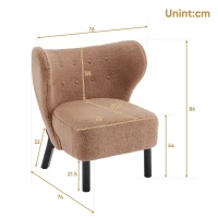 Poltrona Relax Moderna per Camera da Letto con Schienale Alto e Gambe in Legno, in Tessuto Sherpa, Design Elegante con Ampia Seduta, Marrone(m-3)