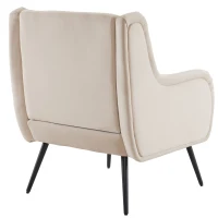 Poltrona da Salotto Moderna in Velluto con Schienale Alto, Braccioli in Metallo, Poltrona Design e Poltroncine da Salotto, Beige(m-9)