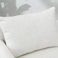 Poltroncina da Salotto in Velluto Teddy Moderna e Semplice con Cuscino, Struttura in Legno Massiccio e Gambe in Metallo Dorato, 75,5x75x81 cm, Bianco(m-6)