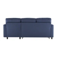 Canapé-lit multifonctionnel en forme de L avec chaise longue réversible, rangement caché et poches de rangement, design moderne, grand confort, Bleu(m-10)