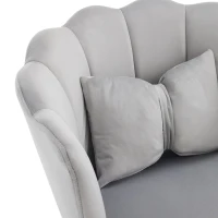 Set di 4 Sedie Imbottite in Velluto per Sala da Pranzo e Soggiorno con Schienale a Petalo, Gambe Metalliche Dorate e Cuscini a Farfalla, Grigio(m-6)