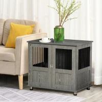PawHut Dog Crate Table for Medium and Large Dogs with Magnetic Door for Indoor Use, 85 x 55 x 75 cm, Grey(m-11)