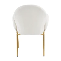 Set di 4 Sedie Imbottite per Sala da Pranzo in Tessuto Teddy con Schienale Alto e Gambe in Metallo, Ideali per Sala da Pranzo e Salotto, Bianco(m-10)