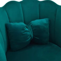 Set di 4 Sedie Imbottite in Velluto per Sala da Pranzo e Soggiorno con Schienale a Petalo, Gambe Metalliche Dorate e Cuscini a Farfalla, Verde(m-5)