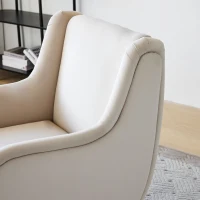 Poltrona da Salotto Moderna in Velluto con Schienale Alto, Braccioli in Metallo, Poltrona Design e Poltroncine da Salotto, Beige(m-6)