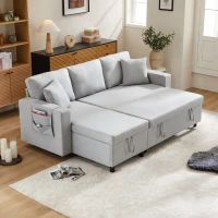 Divano Letto Multifunzione a L con Chaise Lounge Reversibile, Scomparto Nascosto, Contenitore, Moderno, Divano Letto Angolare a 3 Posti, Grigio Chiaro(m-4)