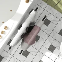 HOMCOM Suport de Prosoape de Podea cu 2 brațe, Suport de Prosoape din Metal pentru Baie, 50x18,5x85 cm, Negru(m-8)