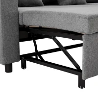 Canapé-Lit Multifonctionnel d'Angle avec Chaise Longue Réversible, Compartiment Caché et Poches de Rangement, Design Scandinave, Gris Foncé(m-9)