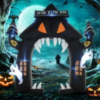 Outsunny Dmuchany łuk na Halloween, 4 duchy, diody LED, wodoodporny, 300 x 76 x 300 cm(m-2)
