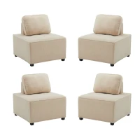 Divano Modulare per Soggiorno in Velluto Teddy, Componibile e Confortevole, Supporta fino a 150 kg, 76x73x76 cm - Poltrone Sofa Divani, Beige(m-2)