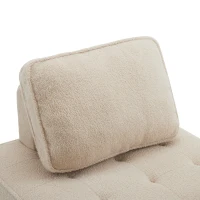 Divano Modulare per Soggiorno in Velluto Teddy, Componibile e Confortevole, Supporta fino a 150 kg, 76x73x76 cm - Poltrone Sofa Divani, Beige(m-5)