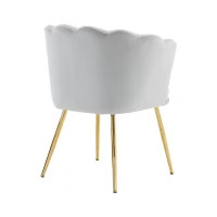 Poltrona Design Moderna in Velluto per Soggiorno con Schienale a Petalo e Gambe Metalliche Dorate, Cuscino a Farfalla, Grigio(m-8)