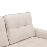 Divano Letto Matrimoniale Convertibile in Design Moderno con Cuscini Doppio Strato e Tasche Laterali, Divano Letto 2 Posti Sfoderabile, Beige(m-9)