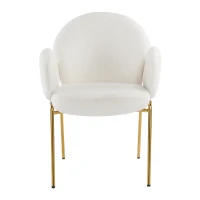 Ensemble de 4 chaises rembourrées pour salle à manger en tissu Teddy avec dossier haut et pieds en métal, idéales pour salle à manger et salon, Blanc(m-12)