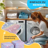 AIYAPLAY Modułowy Zestaw Sofy dla Dzieci, 5-częściowy, Schody, Materac, Tor Przeszkód, Wzór z Pony i Gwiazdami, Różowy(m-7)