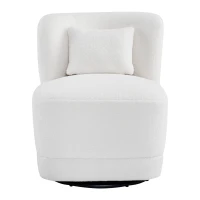 Fauteuil Relax Inclinable Pivotant 360° en Velours Teddy avec Coussin Lombaire Amovible et Base Antidérapante, 58x63x72 cm, Blanc(m-2)