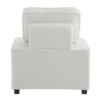 Divano Modulare per Soggiorno in Tessuto Teddy Vellutato, Combinazione Flessibile, Design Moderno, 76x73x76 cm - Poltrone Relax Moderne, Bianco(m-10)
