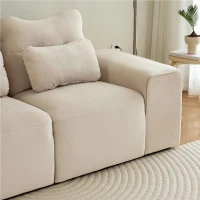 Divano Letto per Piccoli Animali Domestici a 3 Posti in Velluto Antigraffio con Nidi per Gatti Integrati e Cuscini, 228x73x79,5 cm, Beige(m-6)