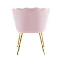 Ensemble de 2 Chaises de Bureau en Velours avec Dossier en Pétale, Pieds Métalliques Dorés et Coussins Papillon, 63x58x77 cm, Rose(m-7)