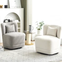 Fauteuil Relax Inclinable Pivotant 360° en Velours Teddy avec Coussin Lombaire Amovible et Base Antidérapante, 58x63x72 cm, Blanc(m-4)