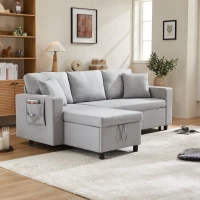 Divano Letto Multifunzione a L con Chaise Lounge Reversibile, Scomparto Nascosto, Contenitore, Moderno, Divano Letto Angolare a 3 Posti, Grigio Chiaro(m-1)