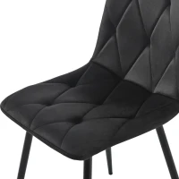 Ensemble de 4 rembourrés Chaises de salle à manger en velours sergé avec Dossier, structure en métal et design élégant, Noir(m-5)